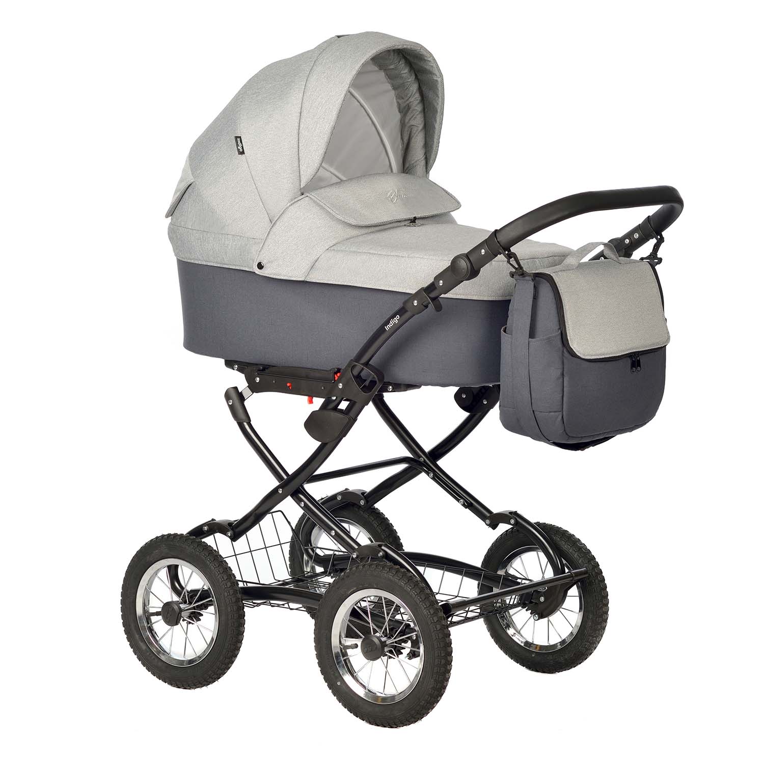 Коляска люлька Indigo Blues Classic 03 серый - фото 1