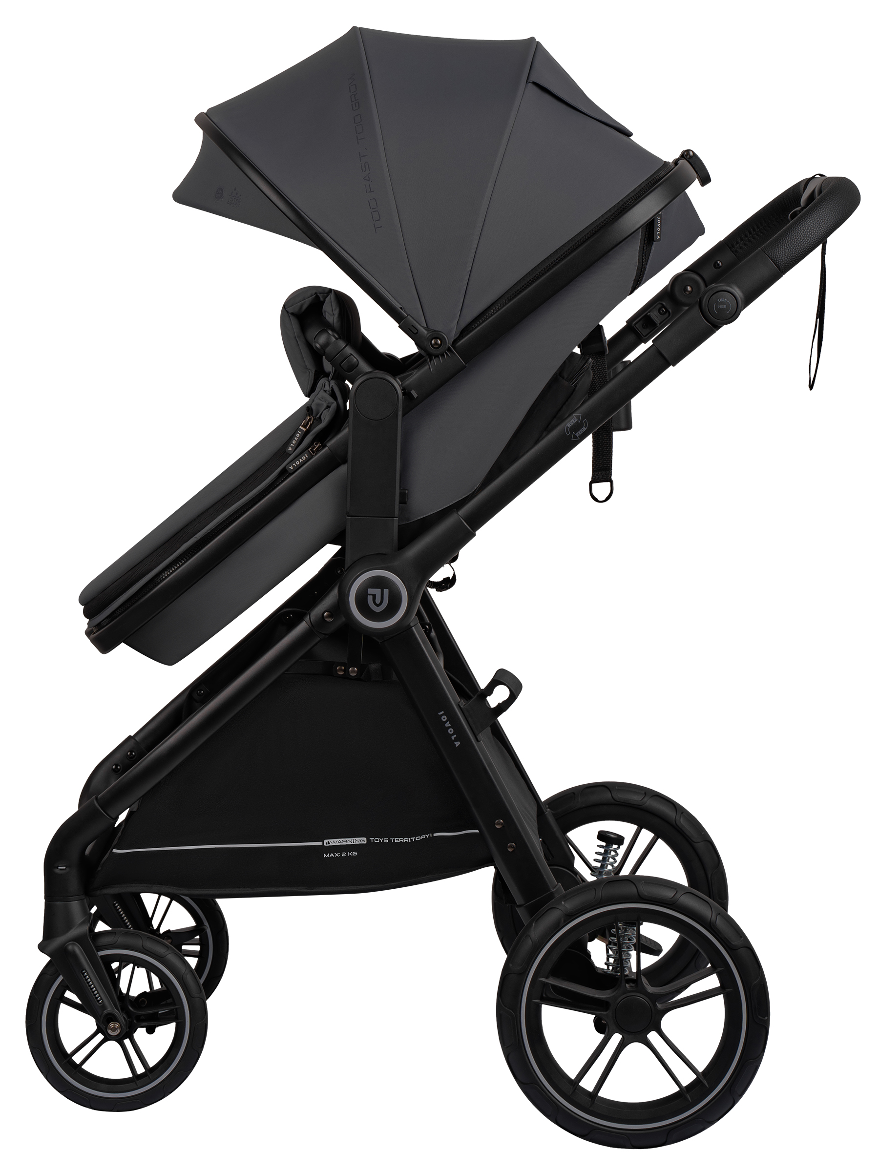 Коляска трансформер JOVOLA Truck, перекидная ручка серый - фото 10