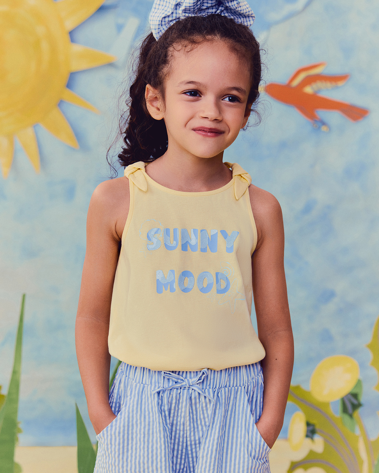 Изображение товара Futurino Майка 116 для девочки, хлопок, желтая, Sunny mood