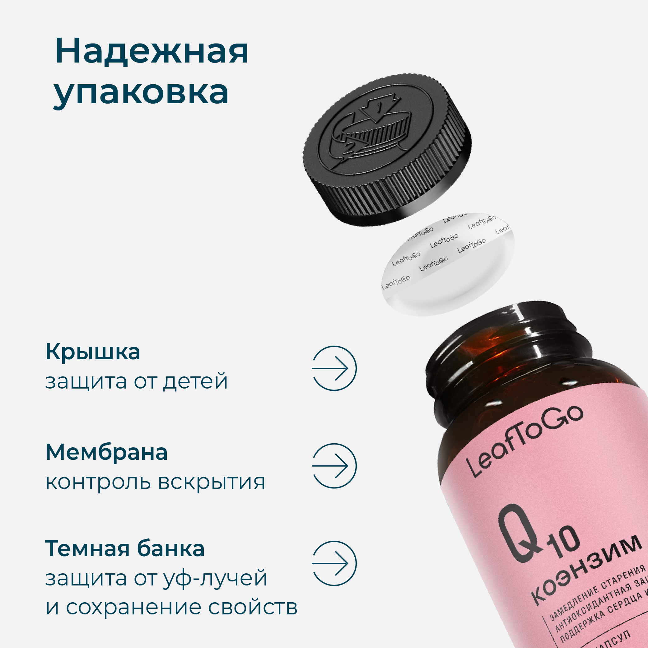Коэнзим Q10 LeafToGo витаминный комплекс 100 мг, 60 капсул - фото 9
