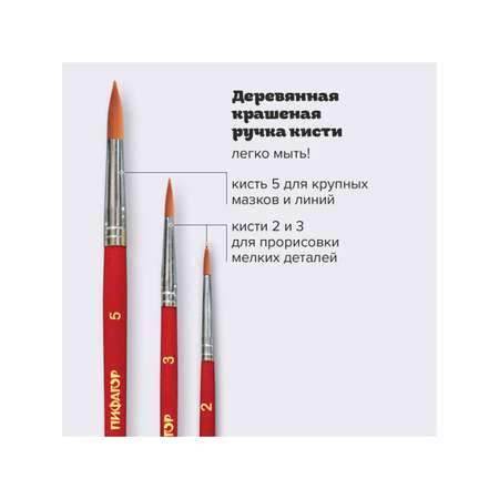 Кисть Пифагор 3 шт. (синтетика)