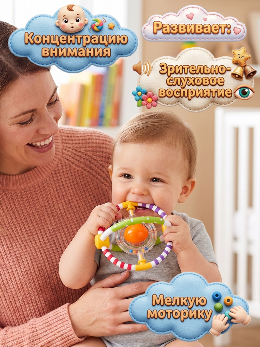 Игрушка Mioshi погремушка Развивающая игрушка - фото 5