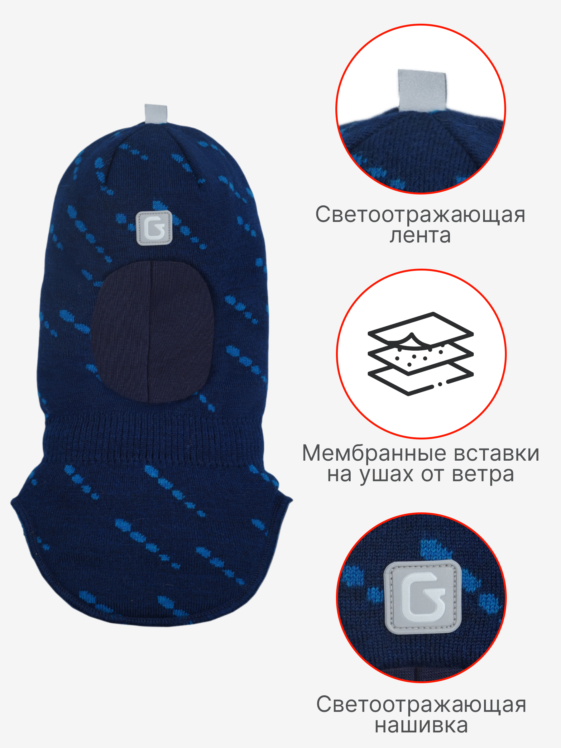 Шапка-шлем GUSTI GW24AC1173B-NAVY - фото 3