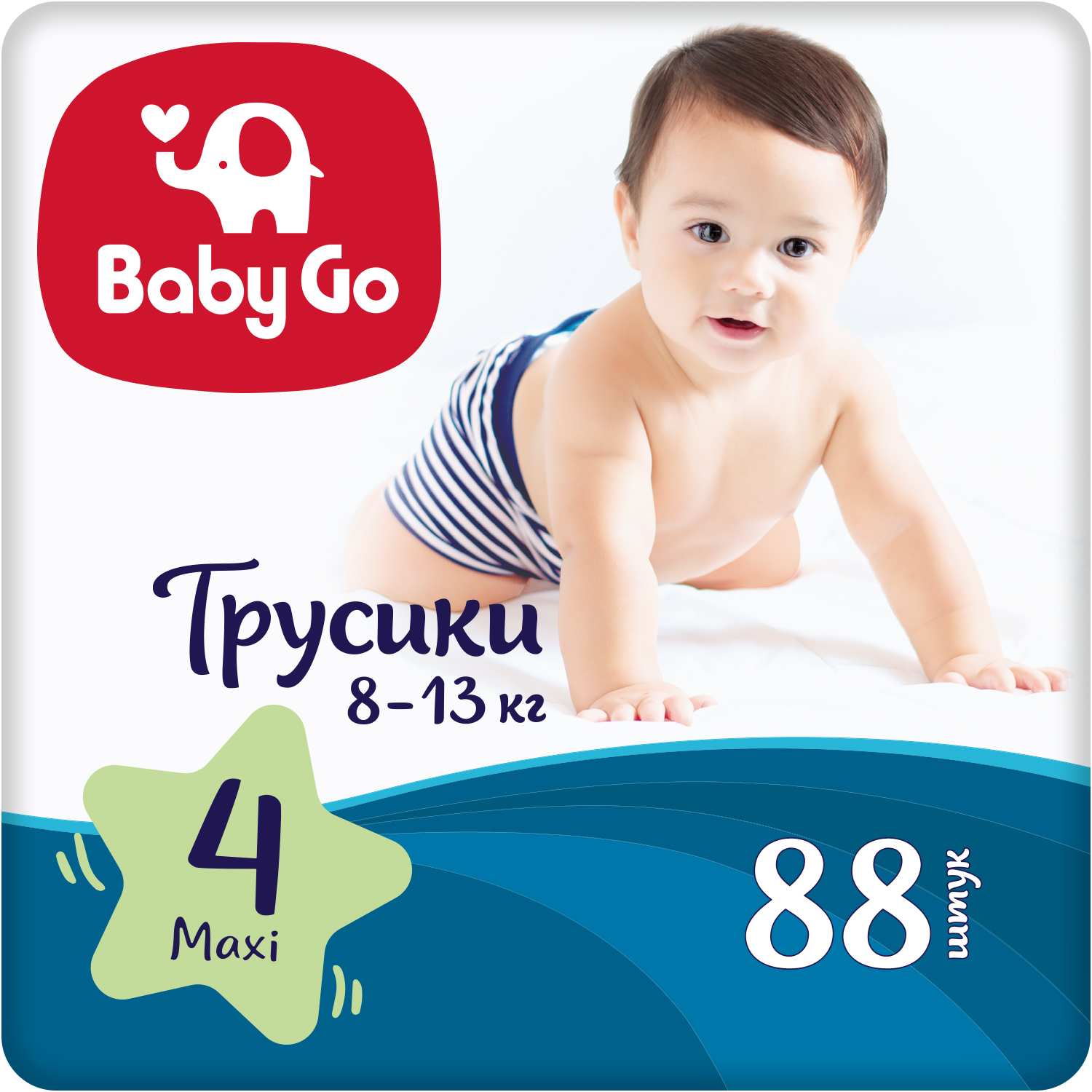 Трусики BabyGo Classic 4 (8-13 кг) 88 шт. - фото 1