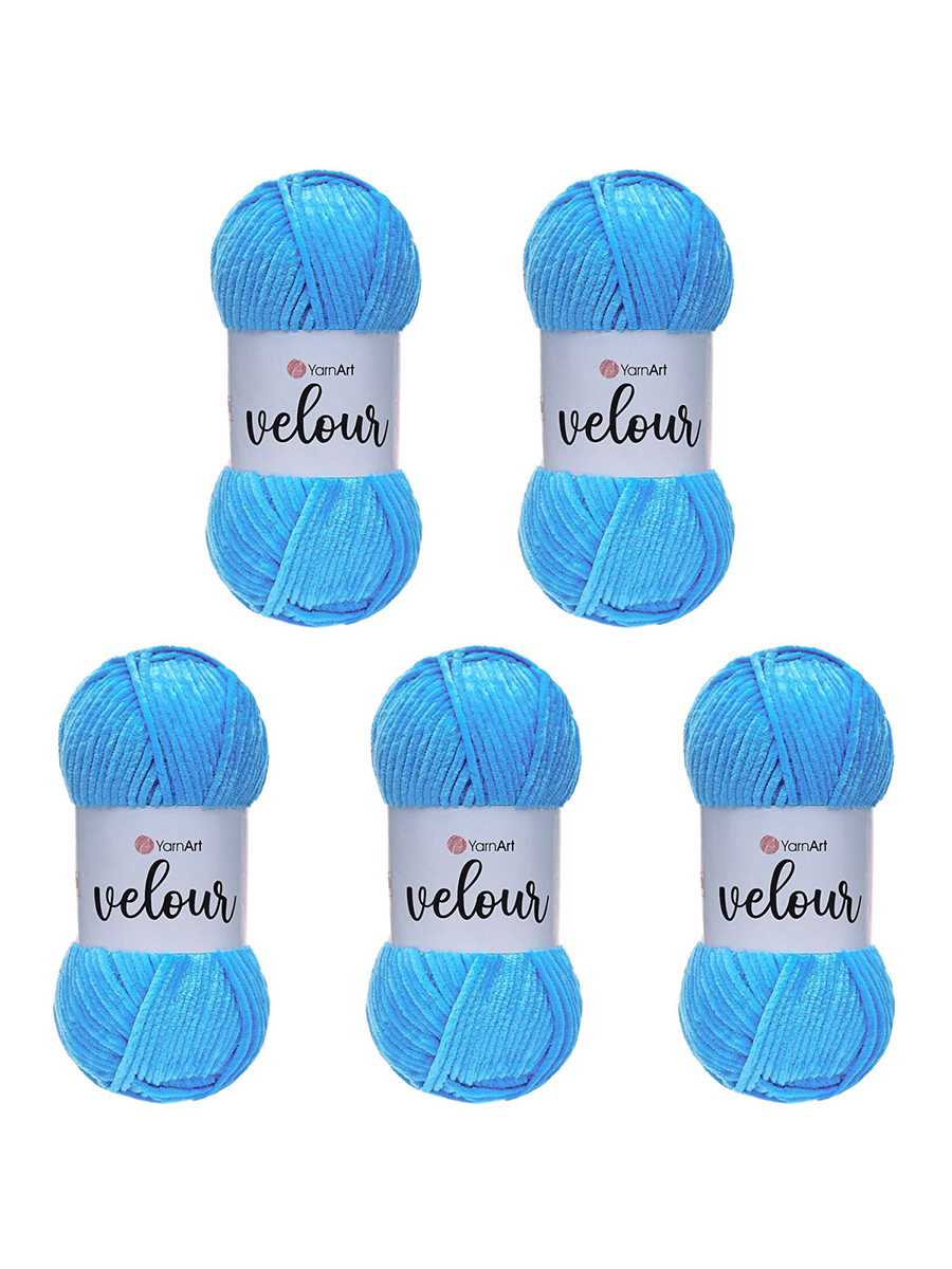 Пряжа для вязания YarnArt Velour 100 г 170 м микрополиэстер мягкая велюровая 5 мотков 850 бирюза - фото 5