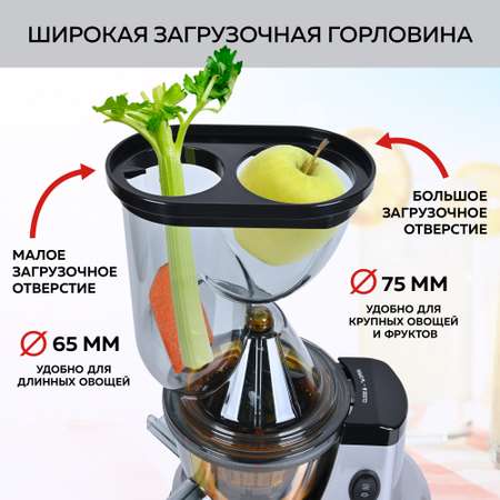 Соковыжималка GFGRIL шнековая 2 в 1 GF-J50 вертикальная с насадкой для цитрусовых