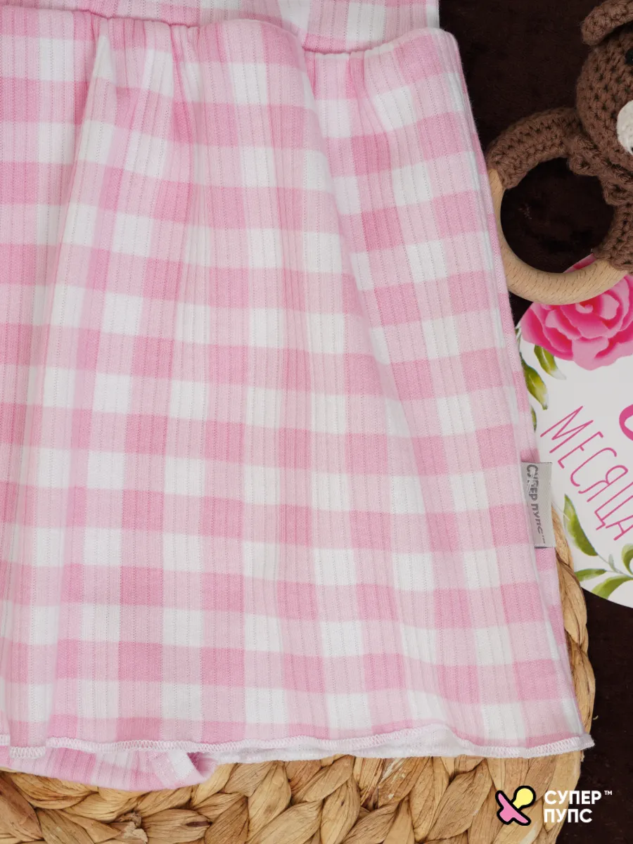 Боди-платье Супер Пупс бд/платье/2крыл/клетка/розовая - фото 9