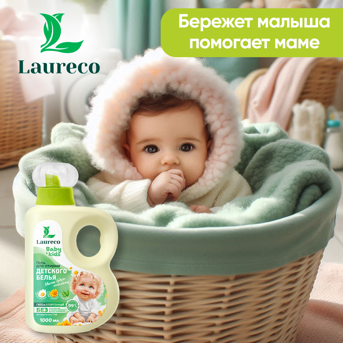 Гель для стирки Laureco Гипоаллергенный для детей и взрослых 1 л - фото 6