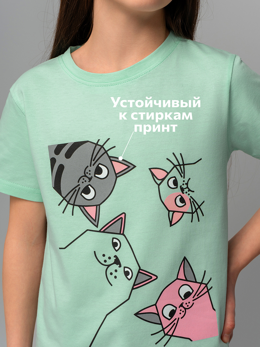 Футболка HappyFox HF66031Dкотики.ментоловый - фото 6