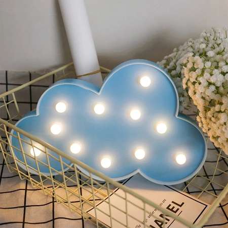 Ночник-светильник MINI-TOYS «Облачко» 11*LED лампочек голубой