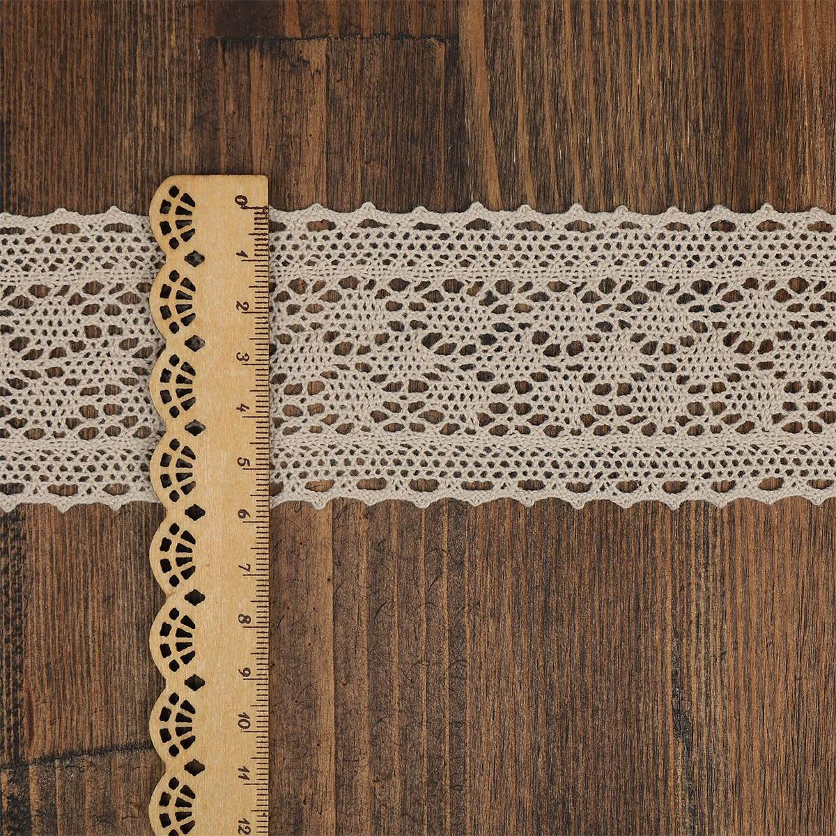 Кружево вязаное хлопковое KRUZHEVO 60мм цв.светло-бежевый уп.10м - фото 3