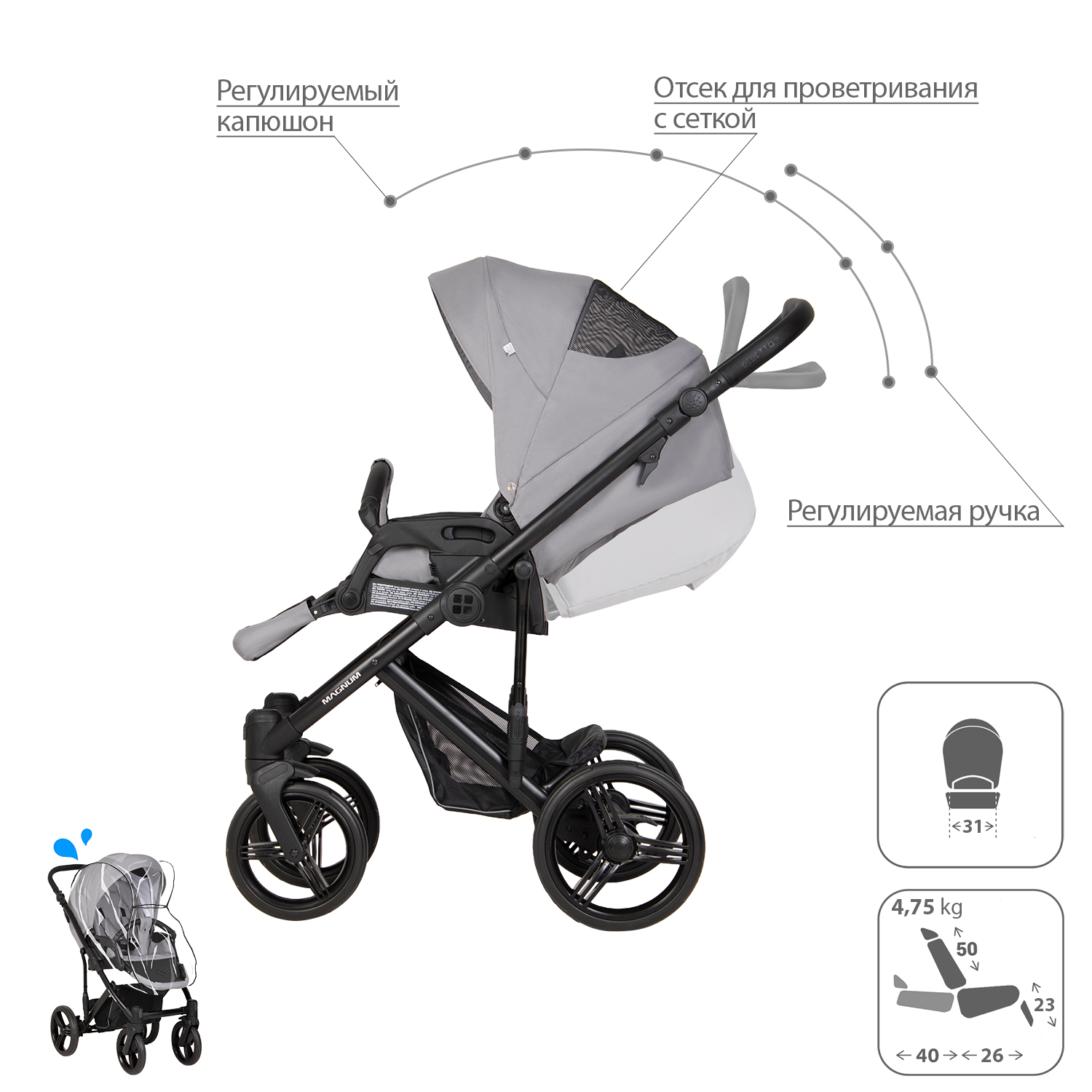 Коляска 2в1 Bebetto Magnum Light - фото 6