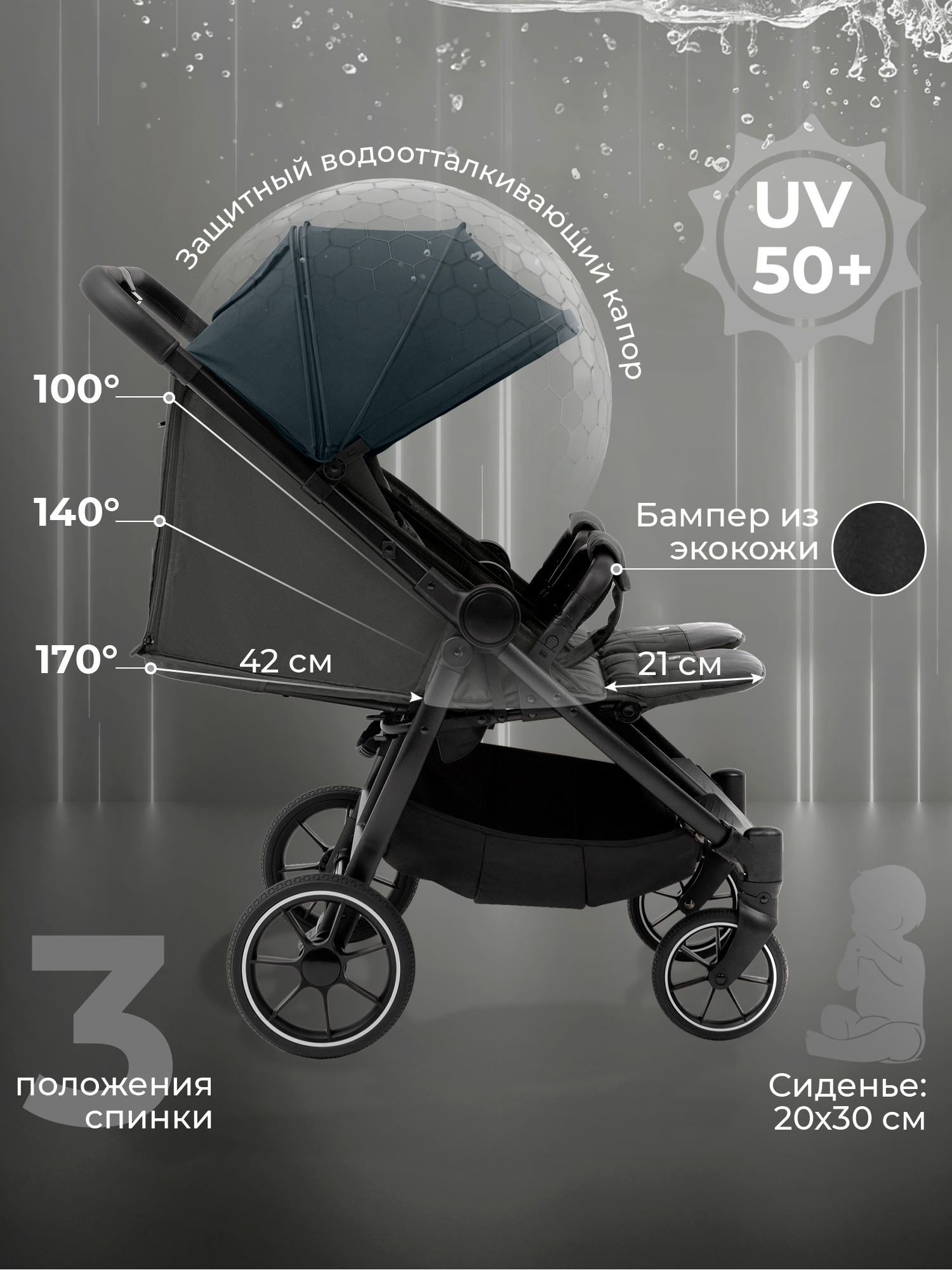 Коляска прогулочная для двойни Sweet Baby Donna Grey серый - фото 4