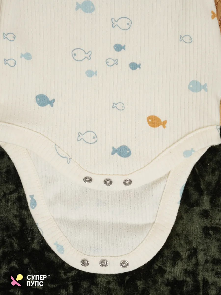 Боди 3 шт Супер Пупс нбр/3пр/бд/коррук/полоска/рыбки - фото 20