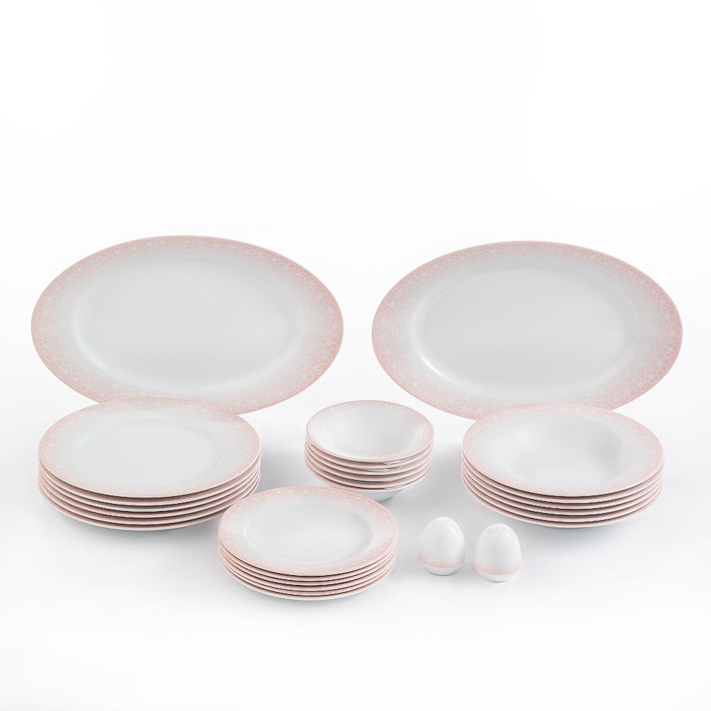 Сервиз столовый Zarin Porcelain Industries на 6 персон Italia F Sakura Pink 28 предметов - фото 1