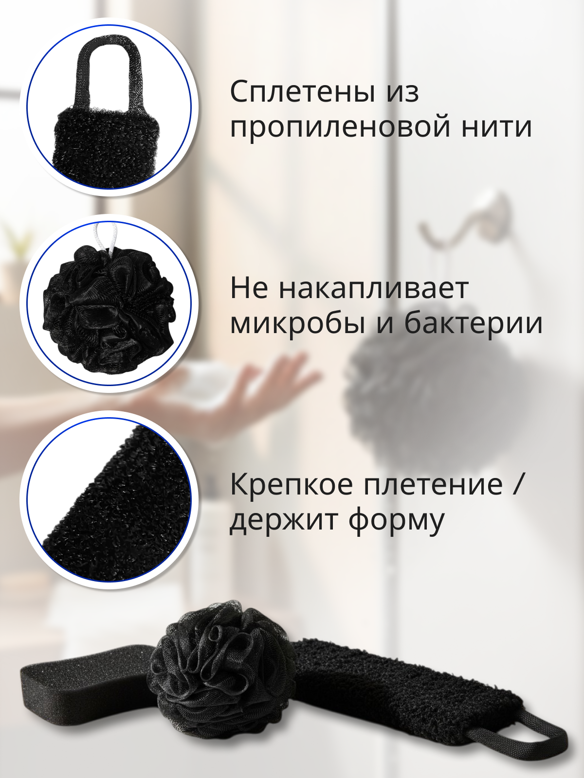 Мочалка PRO CLEANLY мужские и женские для душа - фото 6