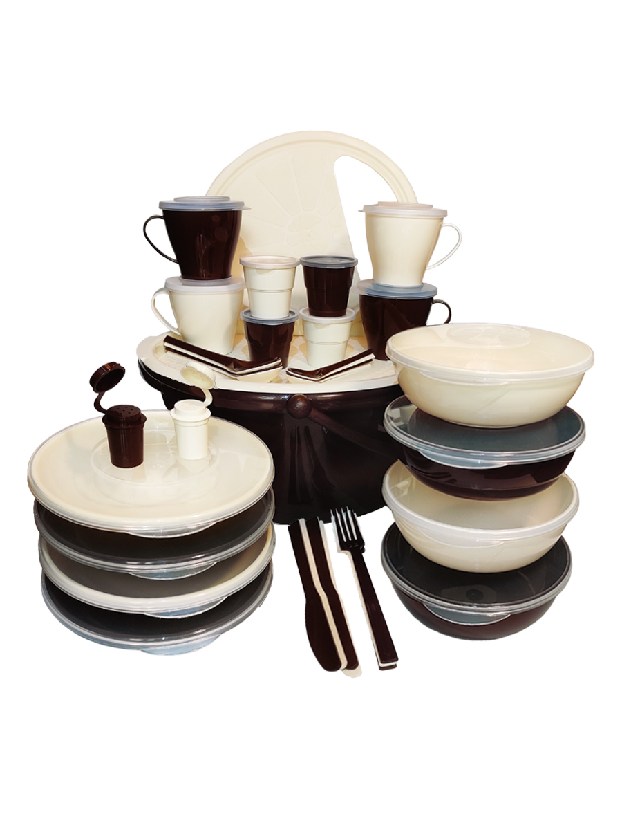 Набор посуды Solaris на 4 персоны в контейнере ванильно-шоколадный - фото 17