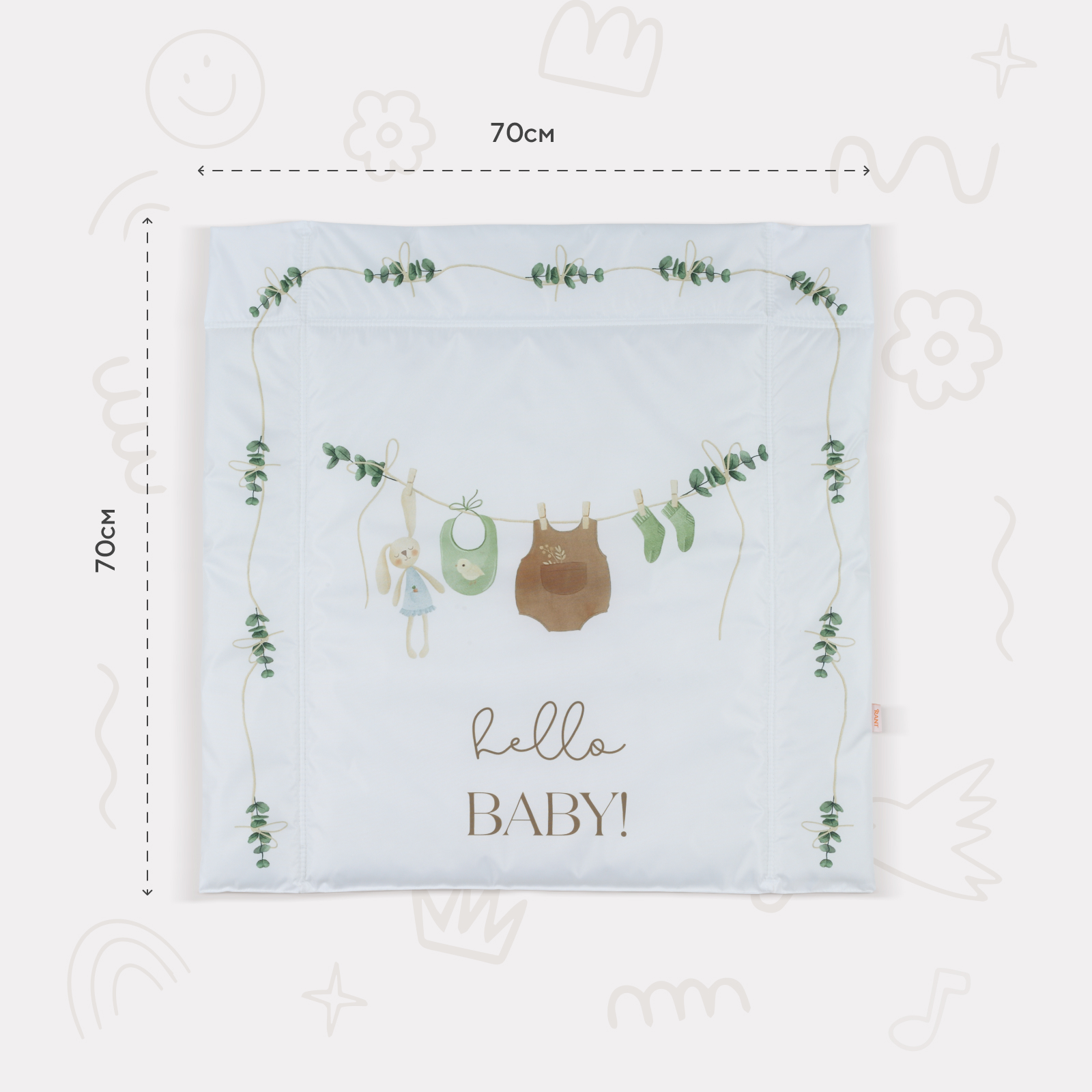 Пеленальный матрасик Rant Hello baby White (70х70) - фото 5