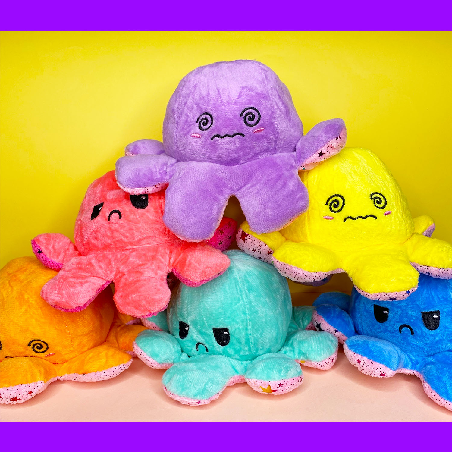 Мягкая игрушка MINI-TOYS вывернушка Осьминог двусторонний. Розовый - фото 7