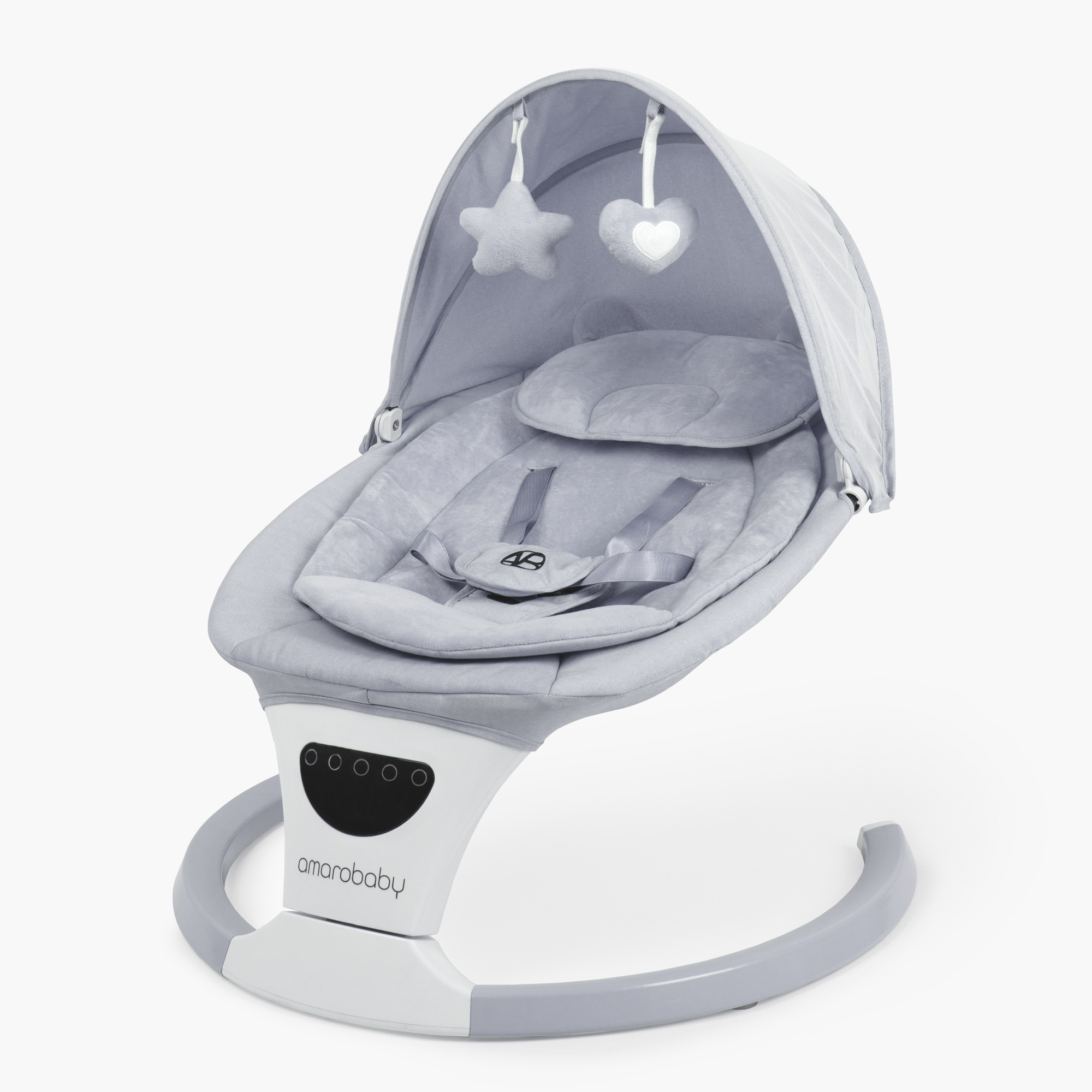Электронные качели детские Amarobaby Teddy swing серый - фото 25