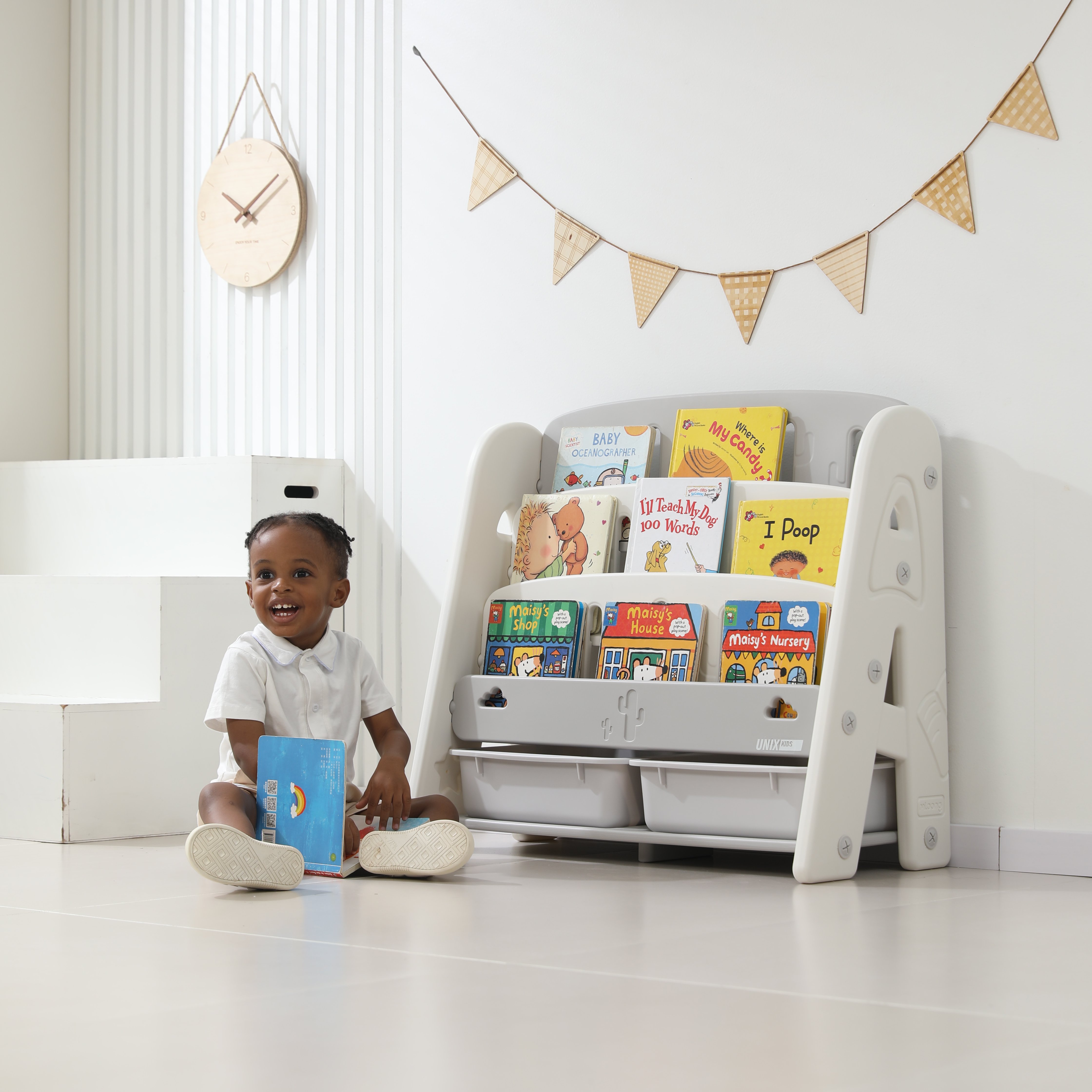 Стеллаж для книг UNIX Kids Сactus Grey - фото 9