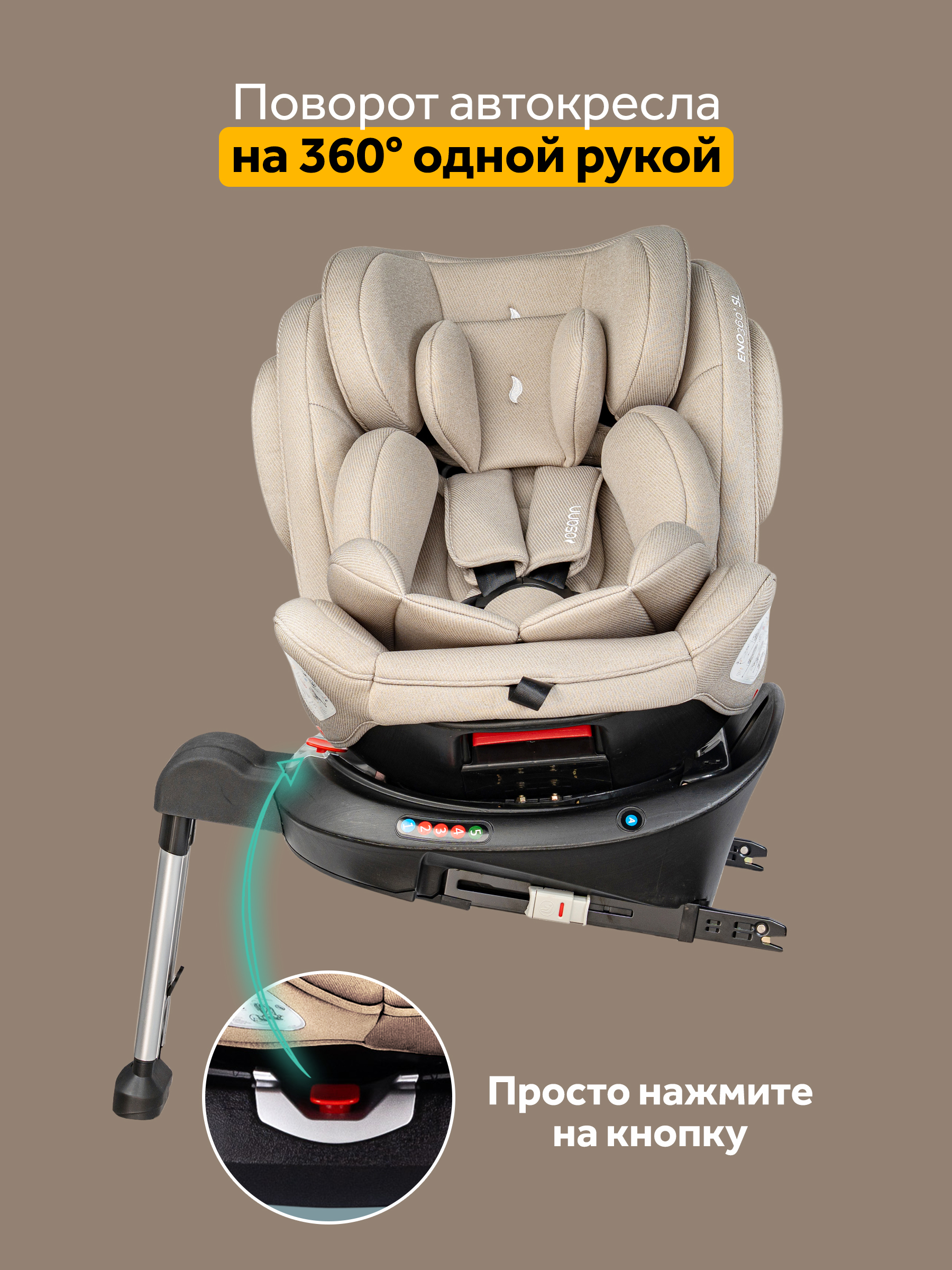Автокресло Osann Eno 360 SL Wheat 0-36 кг Isofix 0+/1/2/3 (0-36 кг) бежевый - фото 4