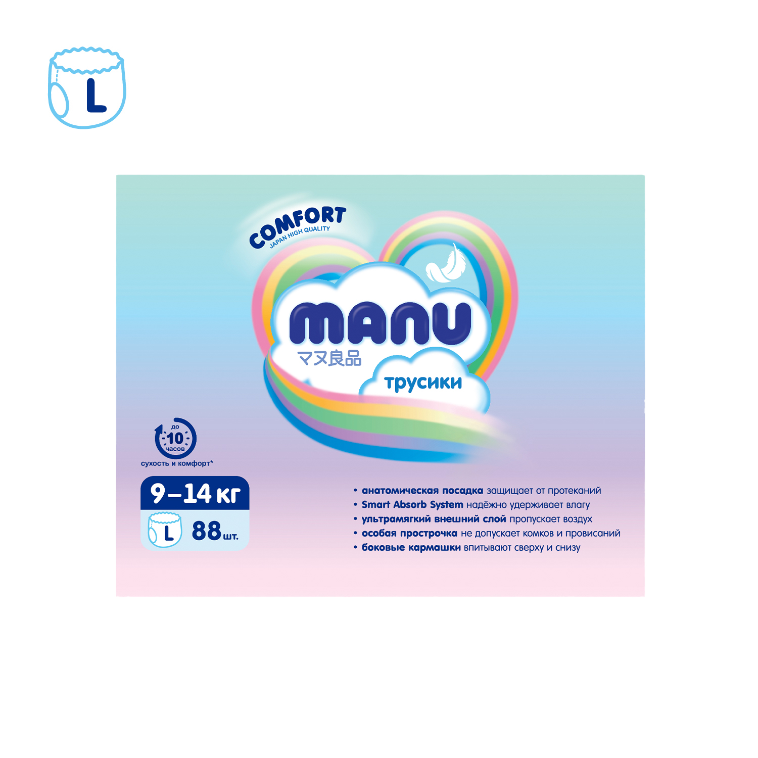 Трусики Manu Comfort L 9-14кг 88шт - фото 11