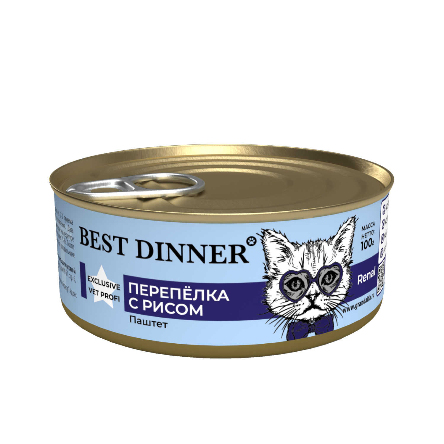 Корм для кошек Best Dinner 0.1кг Vet Profi Exclusive Renal перепелка с рисом - фото 1