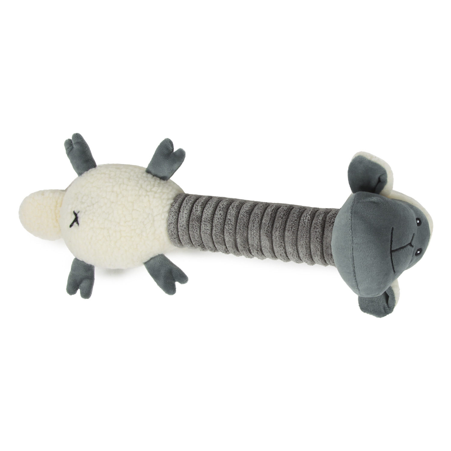 Игрушка для собак Barbaks Овечка-длинношей хрустит шуршит гудит 41*15.5см Серая - фото 5