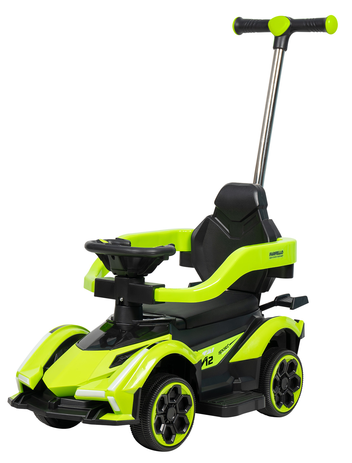 Каталка Farfello K256 с ручкой зеленый - фото 8