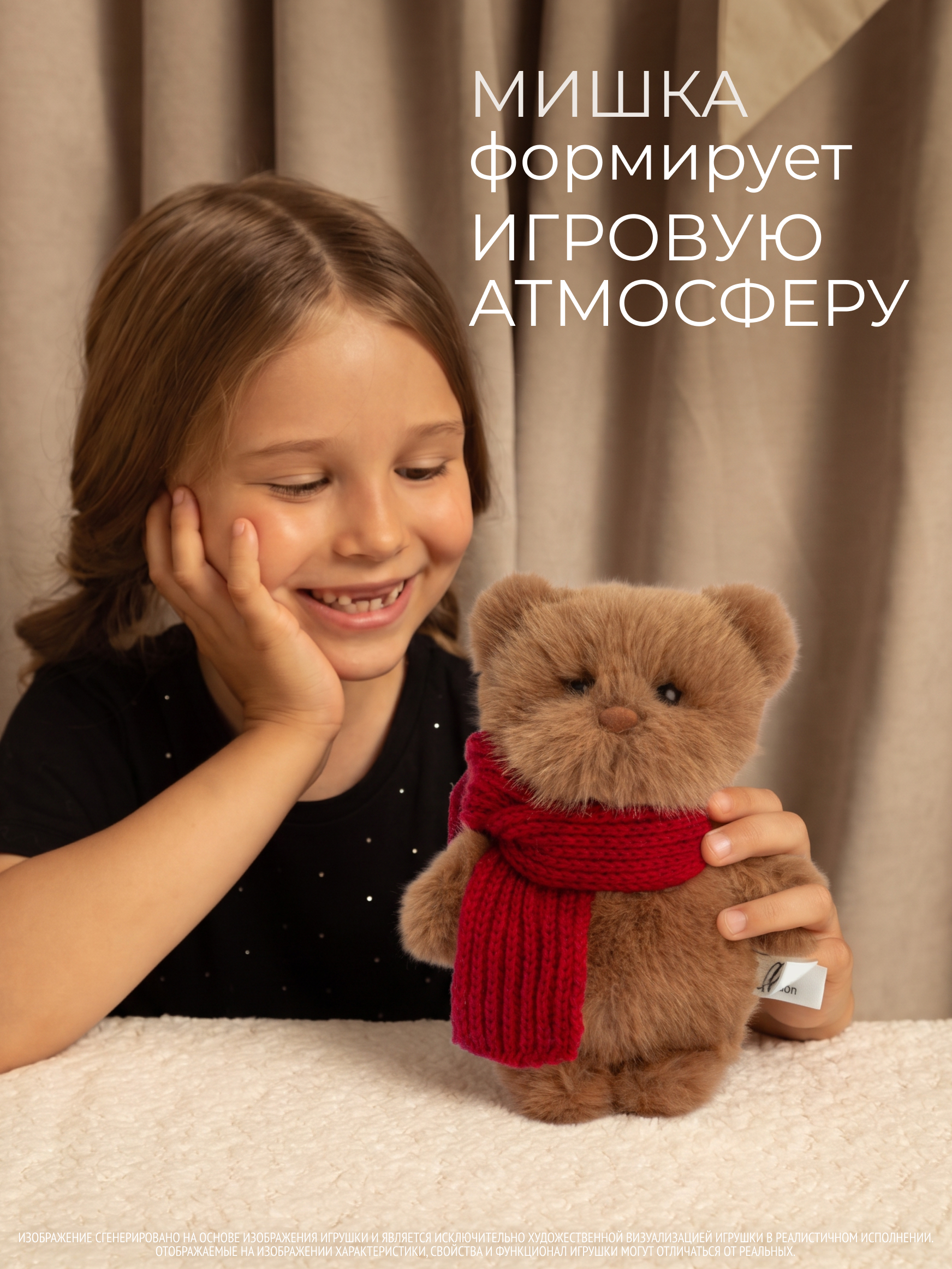 Мягкая игрушка GULLIVER toys Мишка коричневый, 16 см - фото 3