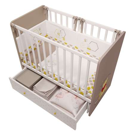 Детская кроватка Polini kids прямоугольная, поперечный маятник (бежевый, белый)