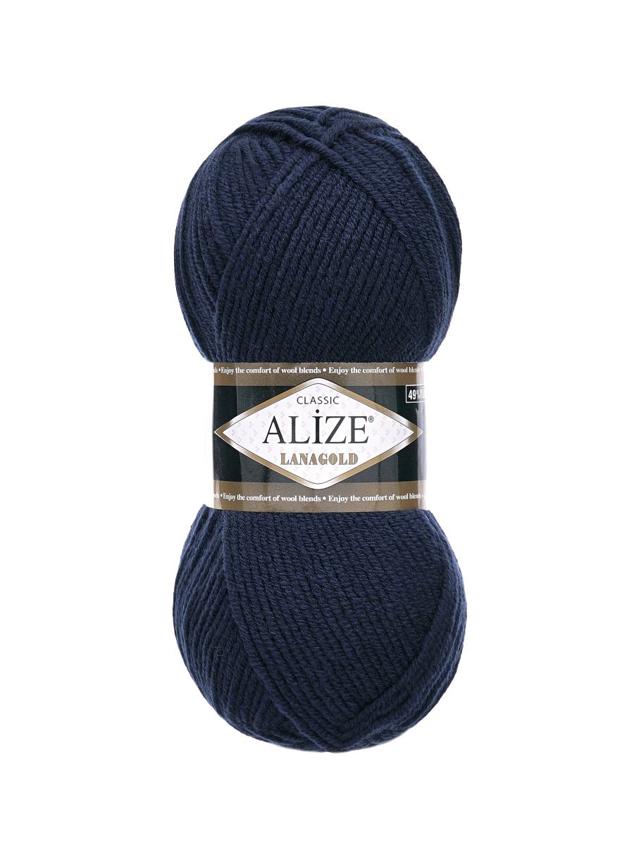 Пряжа Alize полушерстяная мягкая тонкая теплая Lanagold 100 гр 240 м 5 мотков 58 т.синий - фото 4
