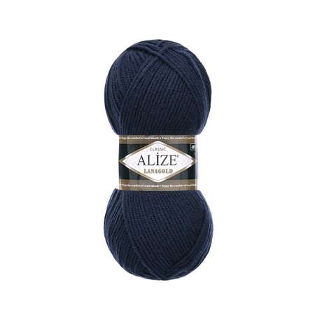 Пряжа Alize полушерстяная мягкая тонкая теплая Lanagold 100 гр 240 м 5 мотков 58 т.синий