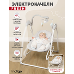 Электрокачели Indigo Fresh 0-15 кг с адаптером пульт управления 12 мелодий 5 скоростей голубой