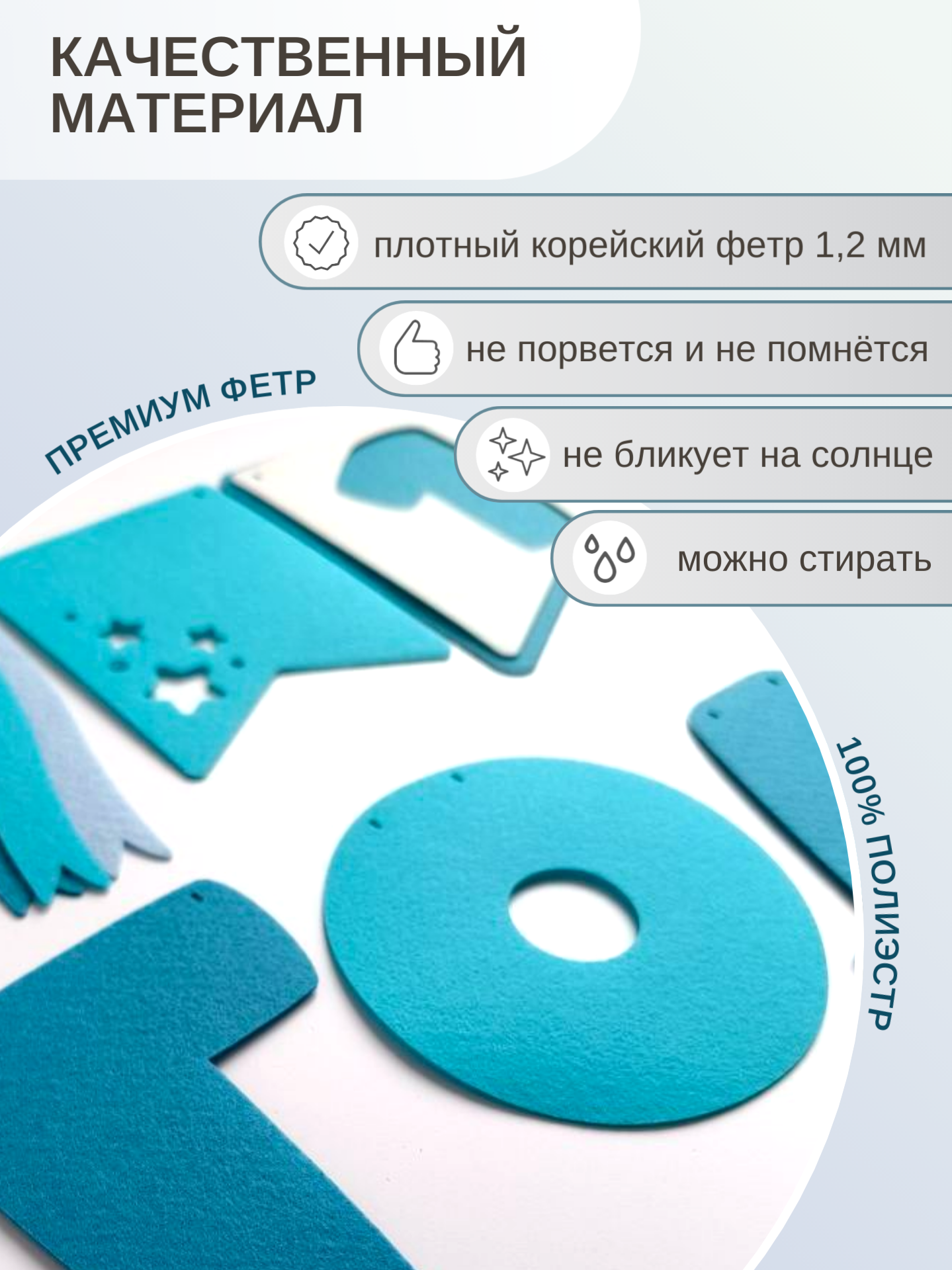 Гирлянда-растяжка Mimibabybook на 1 годик синяя из фетра - фото 4
