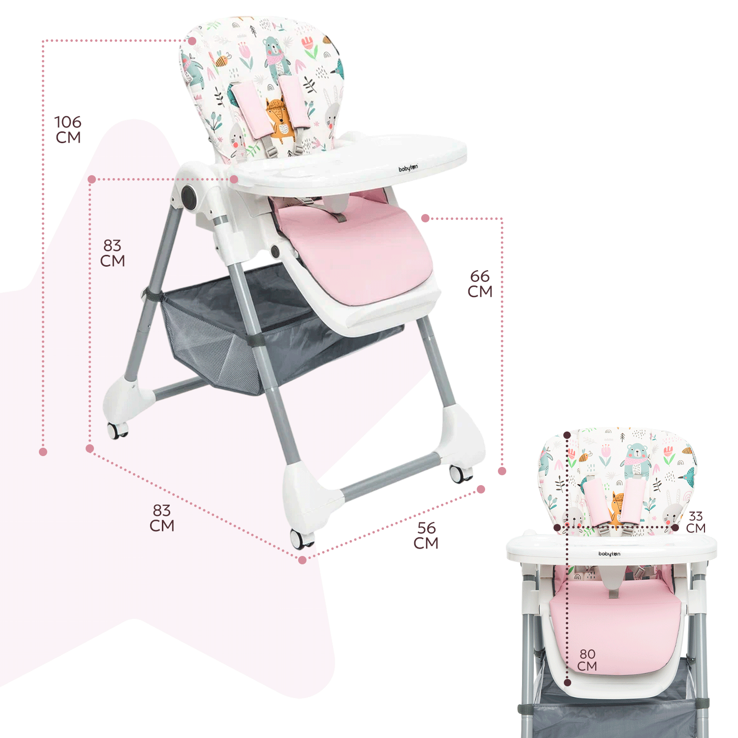 Стульчик для кормления Babyton Pretty Friends Pink классический - фото 5