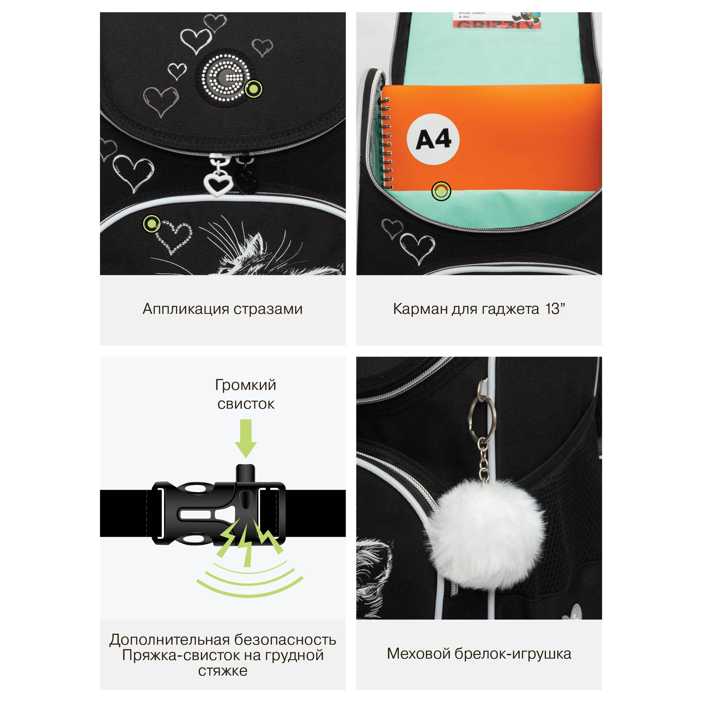 Ранец Grizzly Котик - фото 11