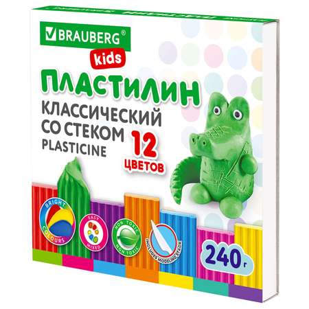 Пластилин Brauberg 12 цв.
