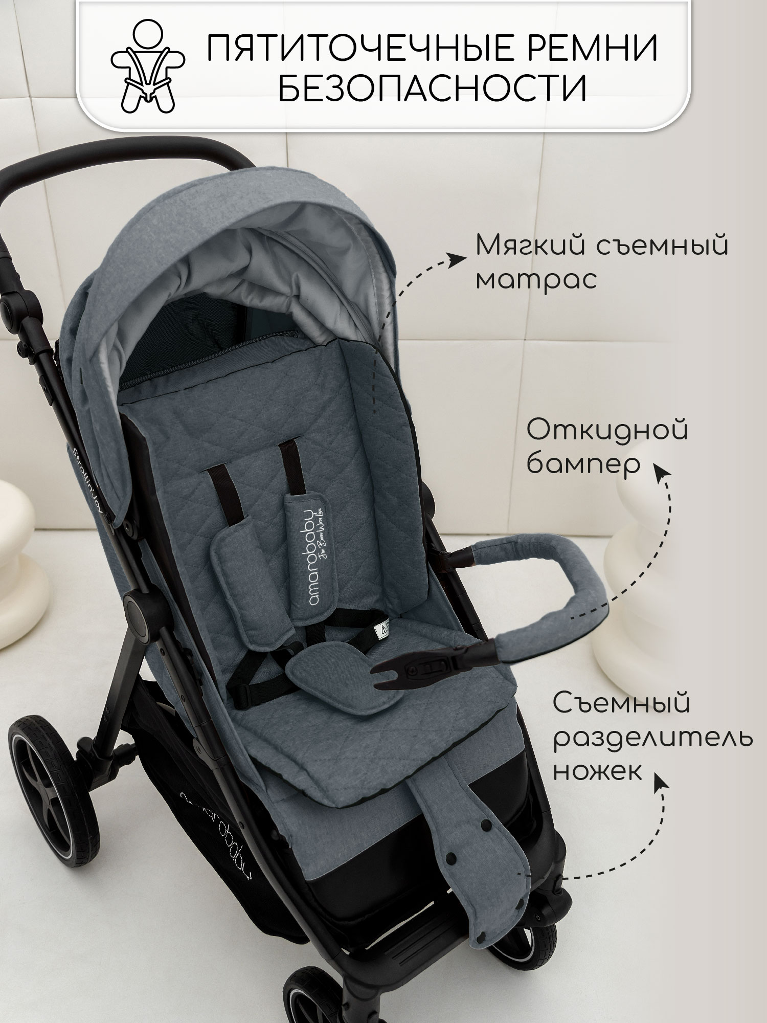 Коляска прогулочная Amarobaby StrollinJoy - фото 5