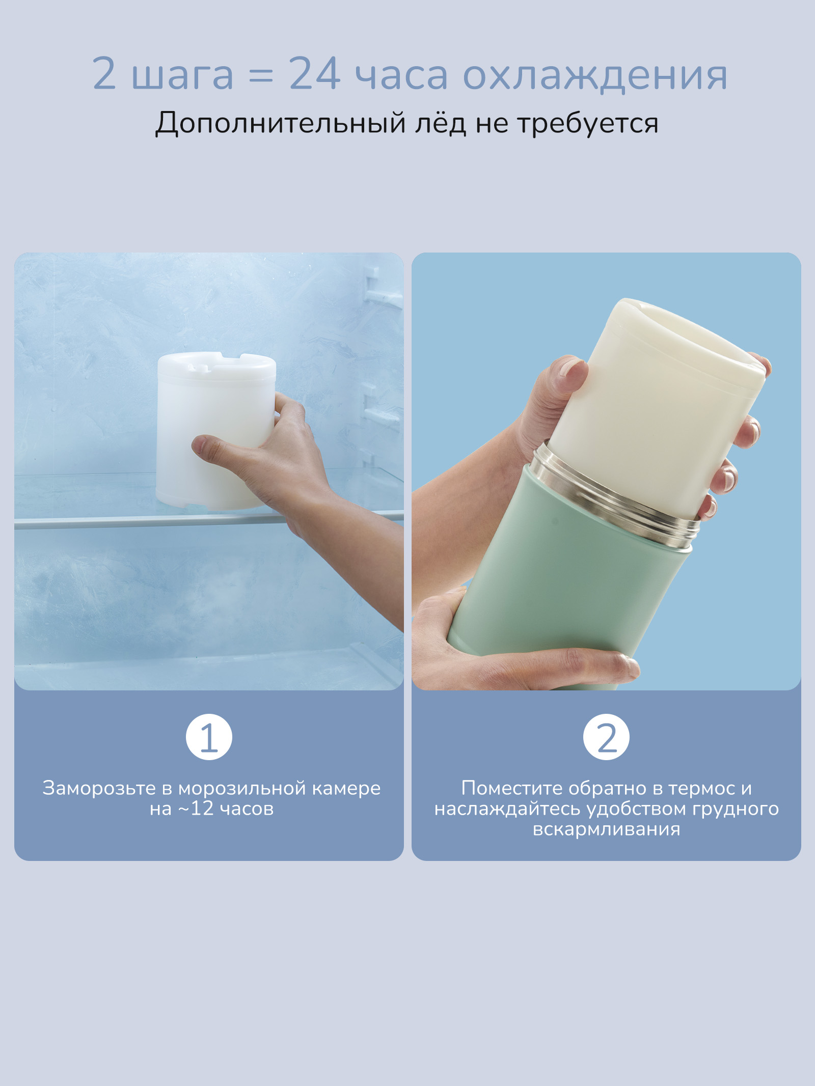 Термоконтейнер для грудного молока Momcozy портативный в наборе 2 бутылочки по 300 мл - фото 5