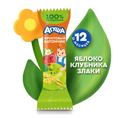 Батончик Агуша Полезный перекус яблоко-клубника-злаки 15г с 12месяцев