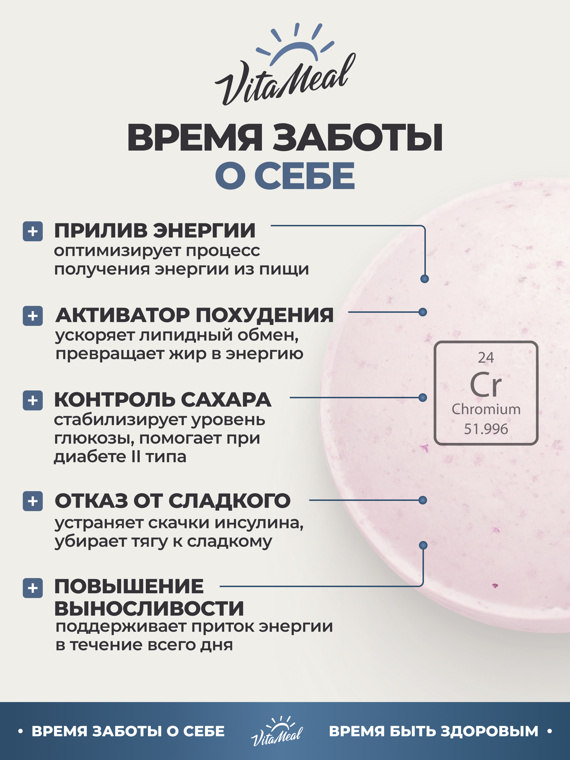 Комплексная пищевая добавка VitaMeal Пиколинат хрома 60 таблеток - фото 3