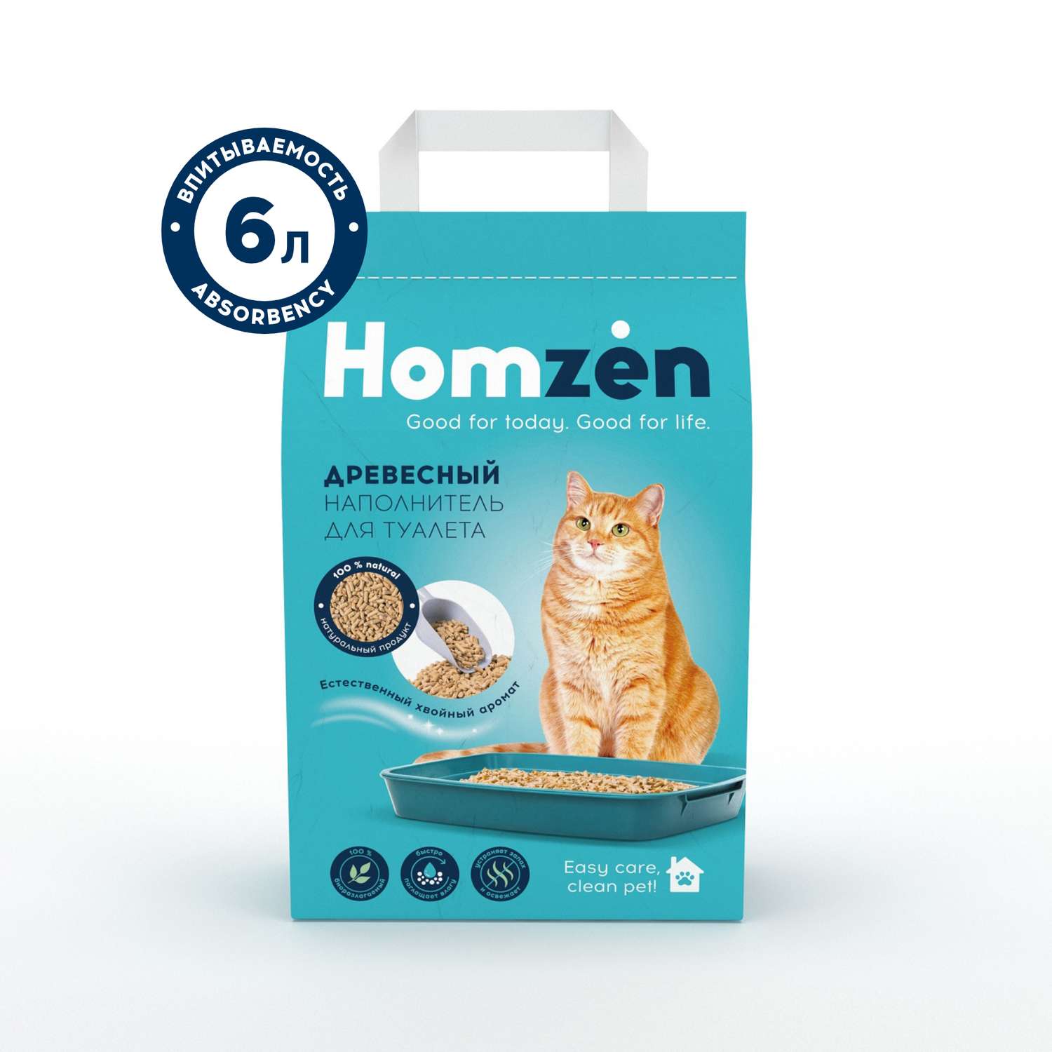Наполнитель для кошачьего туалета Homzen древесный 6л - фото 1