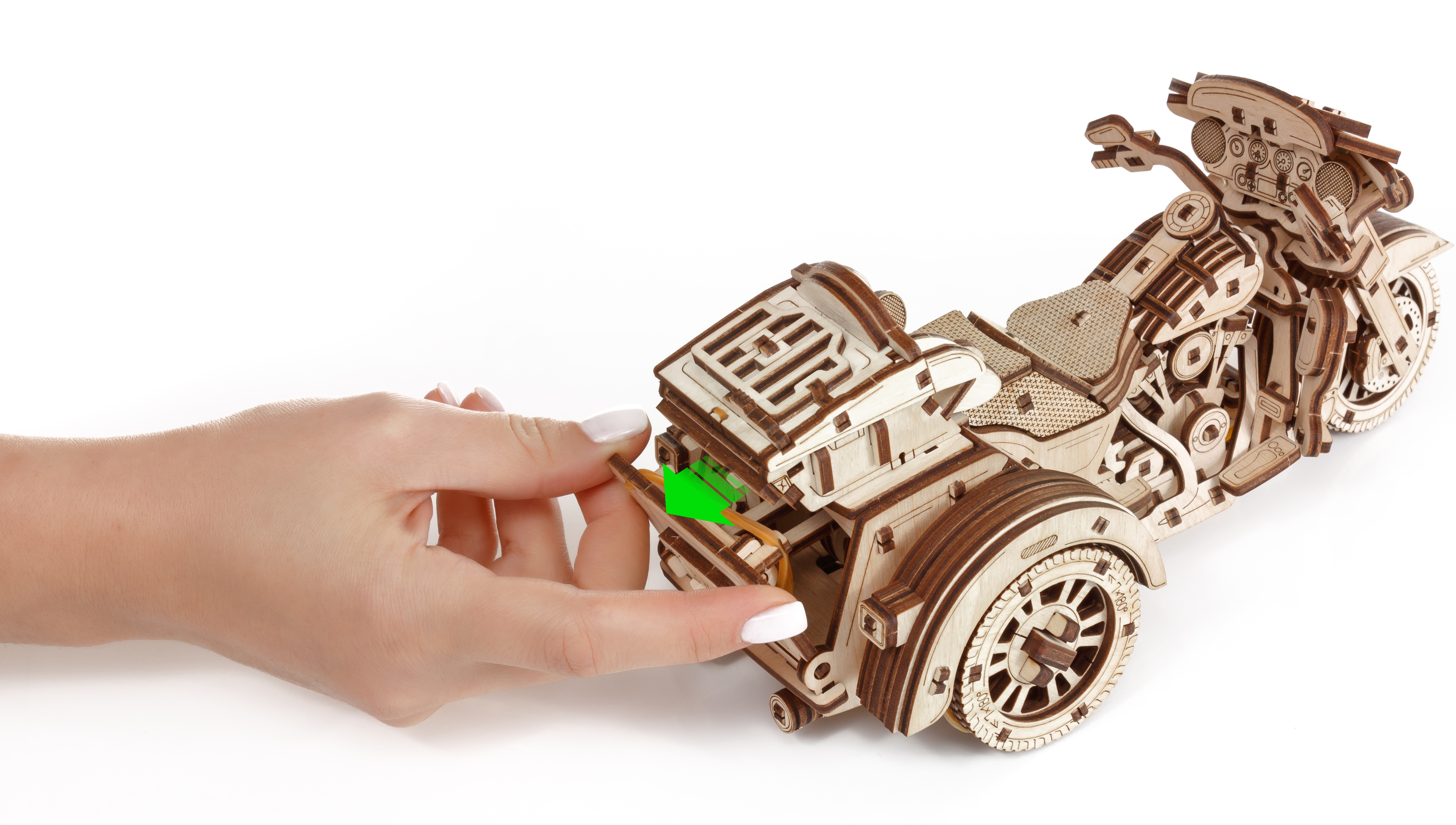 Сборная модель Eco Wood Art (EWA) Мотоцикл Трайк из дерева ETrike - фото 8