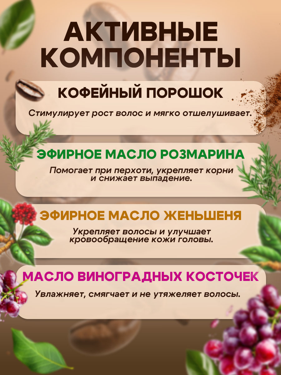 Шампунь GREENAURUM Кофе 60 мл - фото 4