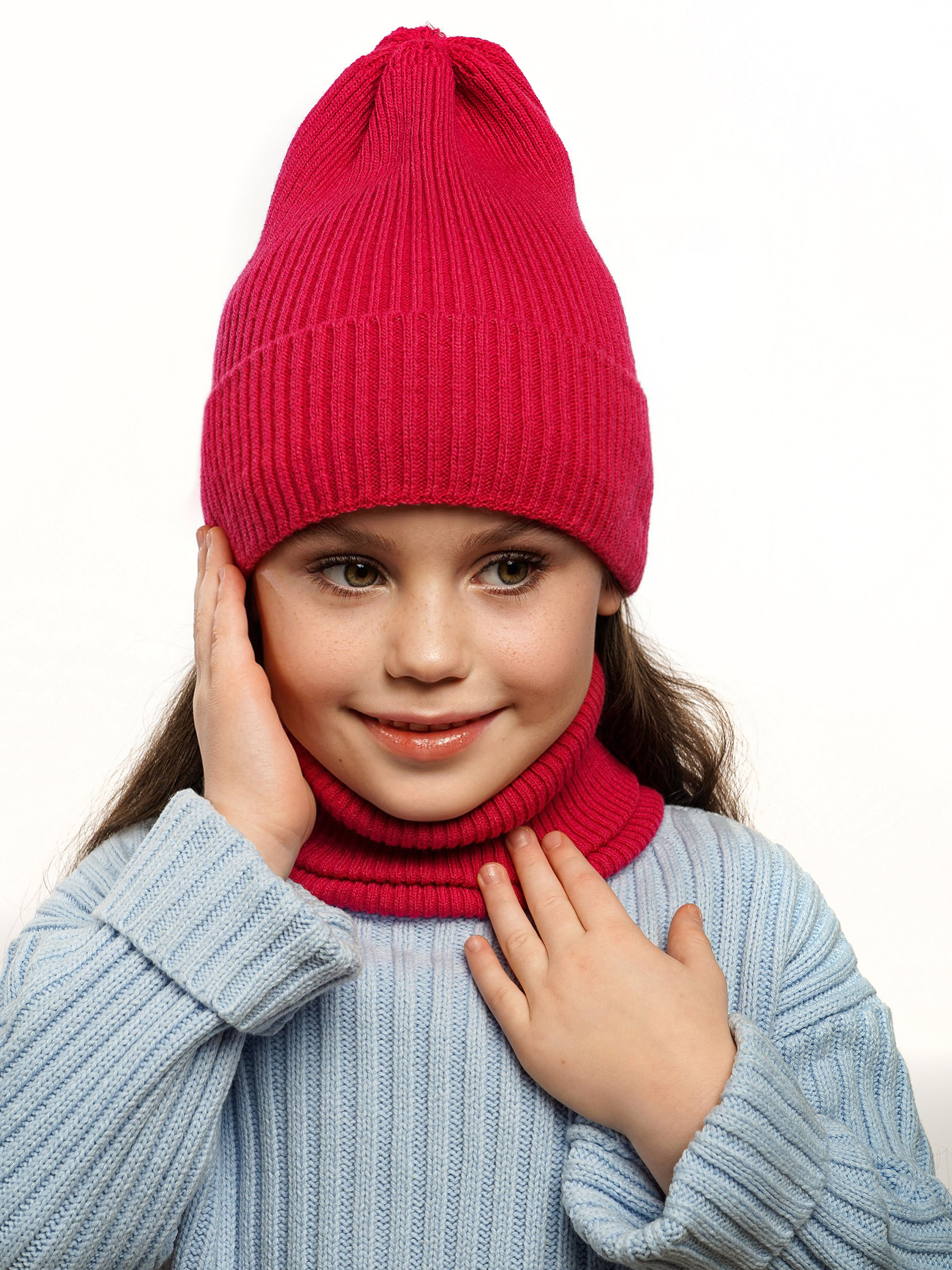 Шапка и снуд ПриКиндер U-Sp234140 Цвет: Фуксия - фото 7