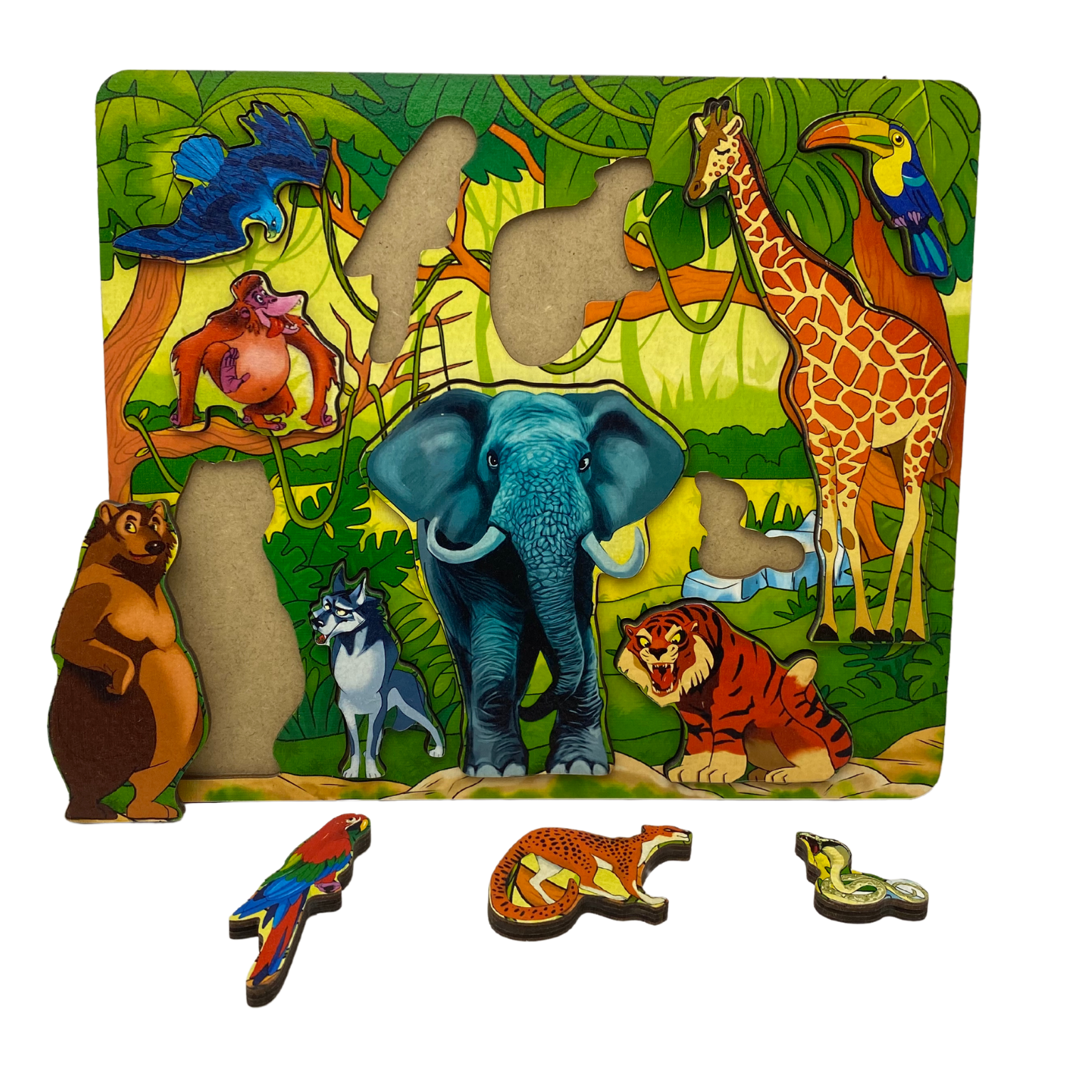Игрушка Нескучные игры рамка-вкладыш Кто живет в джунглях - фото 1