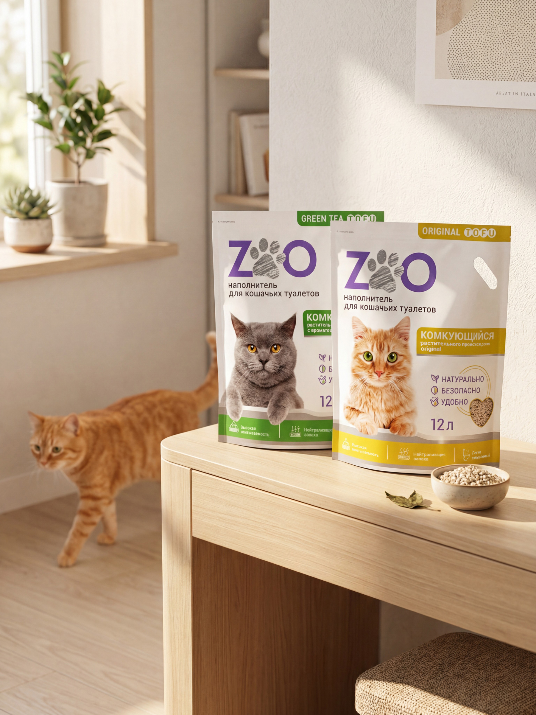 Наполнитель ZOO Ориджинал TOFU (5 kg) 12 л впитывающий, растительный, комкующийся - фото 10