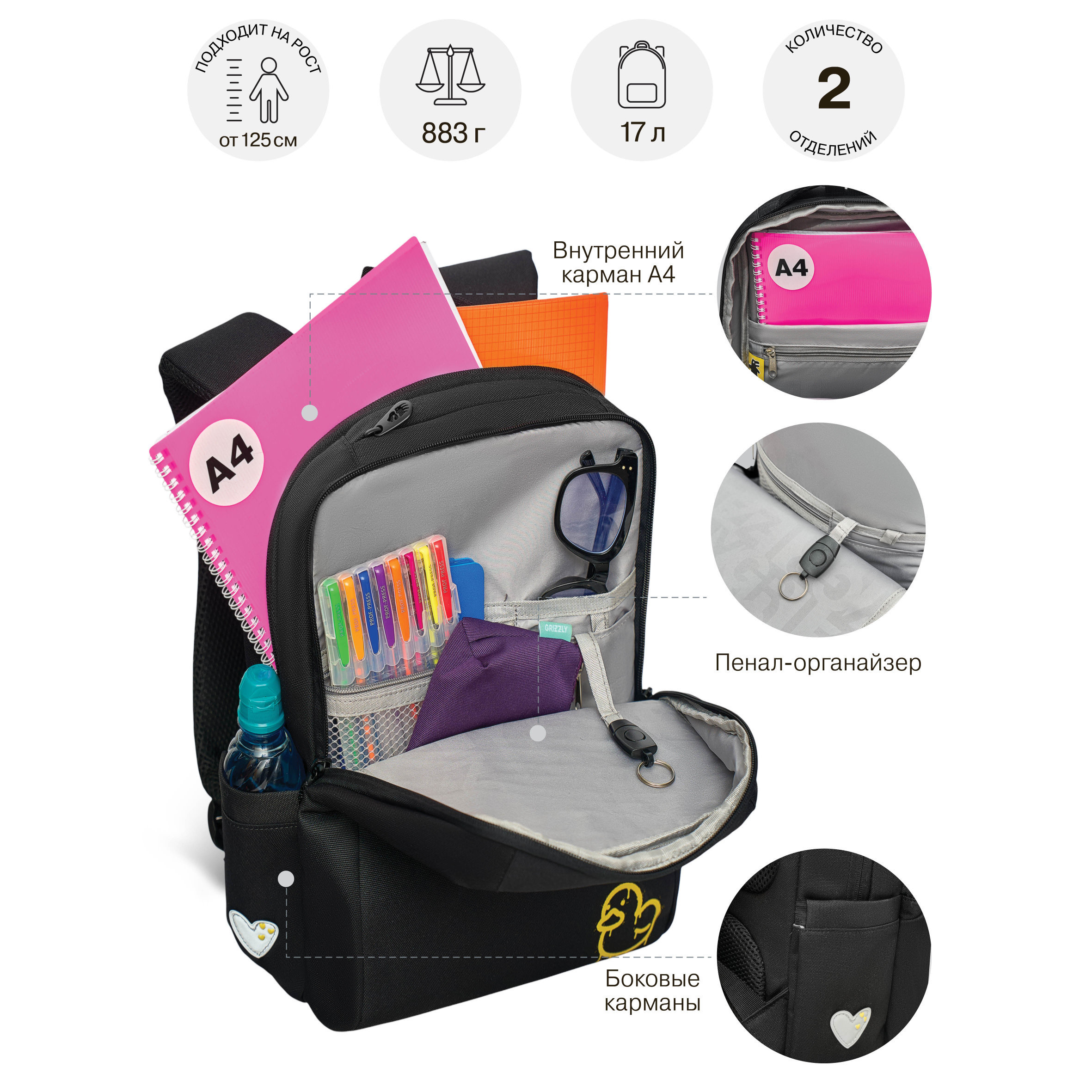 Рюкзак Grizzly для девочки - фото 7